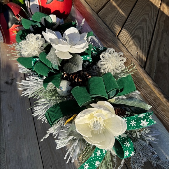 SOLD LOCALLY. Winter Magnolia Swag/Centerpiece/Door Hanger - Picture 2 of 16